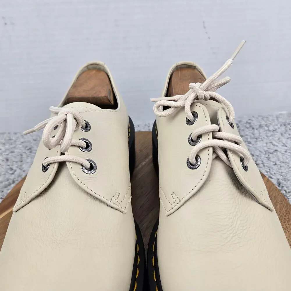 Dr. Martens Mens 12 Quad 1461 II Pisa Beige Leather Low Platform Y2K Chunky Shoe
